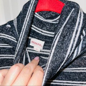 Grey & white striped turtleneck sweater